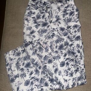 Abercrombie & Fitch White and Blue Floral Jumpsuit